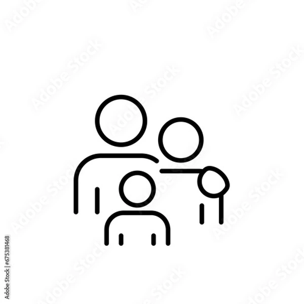 Fototapeta Family icon. Simple outline style. Parents and child, father, mother, kid, couple, together concept. Thin line symbol. Vector illustration isolated.