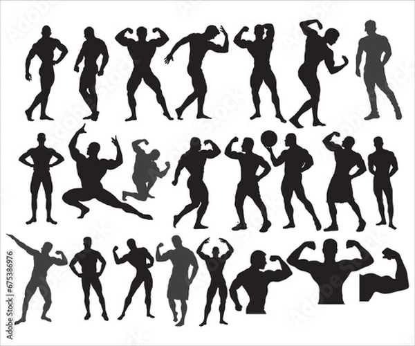 Fototapeta Muscles EPS, Weightlifter EPS, Bodybuilder Man EPS Fitness EPS, Bodybuilder EPS Bundle, Muscle EPS, bodybuilding,