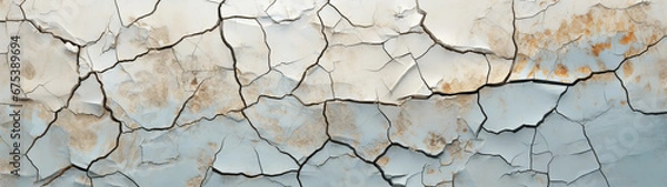 Fototapeta A chaotic yet intriguing abstract piece, with cracked white surfaces and scattered brown spots evoking a sense of imperfection and untamed beauty, background, texture, banner