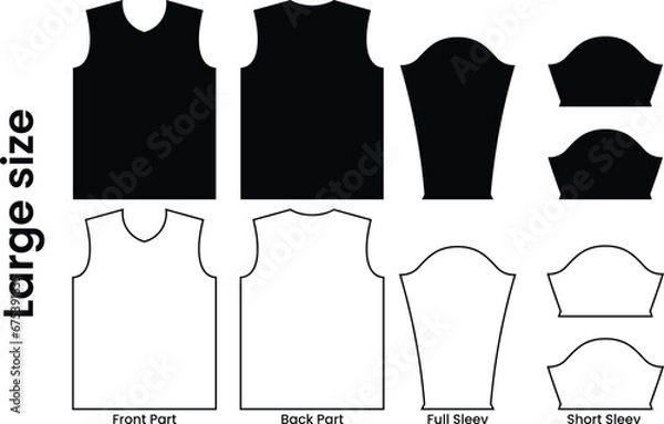 Fototapeta Jersey design template pattern. Large size jersey pattern template t-shirt
