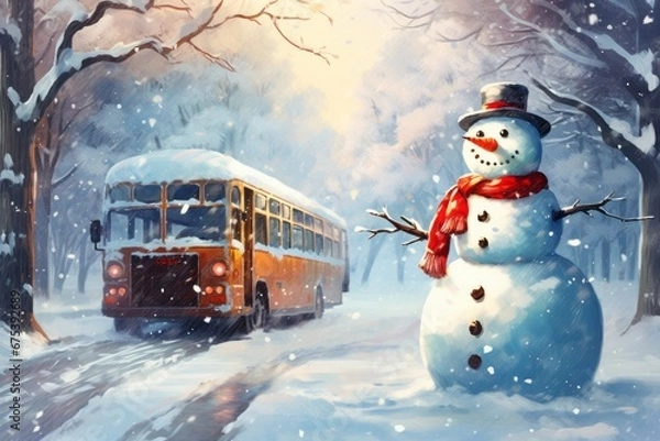 Obraz snowman in the snow