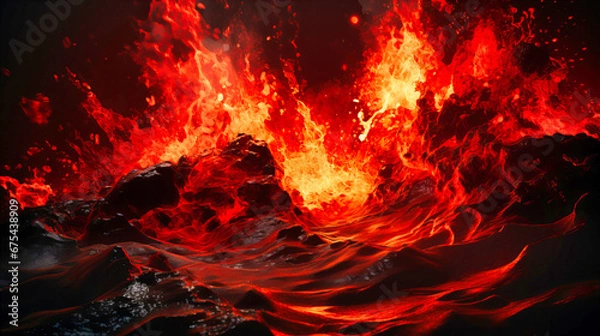Obraz Spectacular image of an underwater volcanic eruption with bubbling lava,