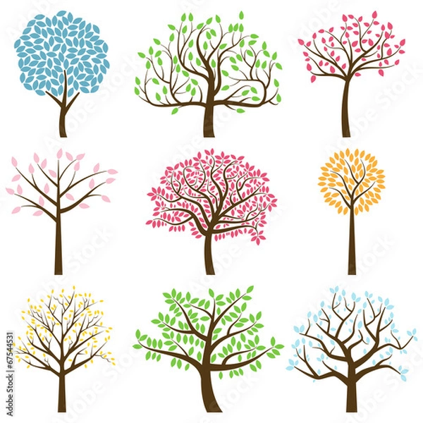 Obraz Vector Collection of Stylized Tree Silhouettes