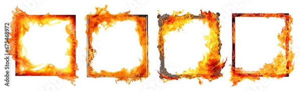 Obraz fire frame design element isolated on transparent background, ai generative