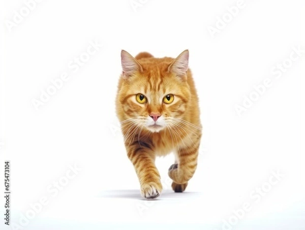Obraz awesome epic photo of cat on white background national geographic style