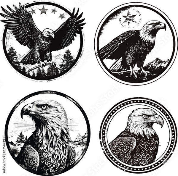 Obraz stamp american eagle circle