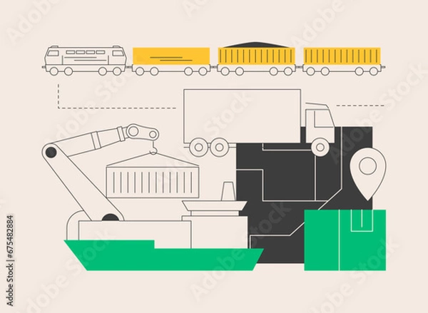 Obraz Container transportation abstract concept vector illustration.
