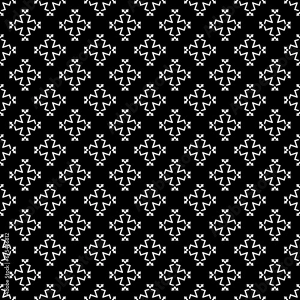 Fototapeta Black and white seamless abstract pattern. Background and backdrop. Grayscale ornamental design. Mosaic ornaments. Vector graphic illustration. EPS10.