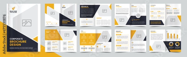 Fototapeta Company profile brochure template design, Minimalist corporate brochure layout,16 pages corporate brochure design template,