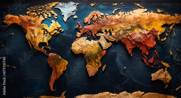 Obraz A world map in a modern style.