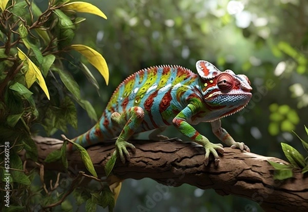 Fototapeta Masterful Chameleon Hunting Moment in Ultra HD