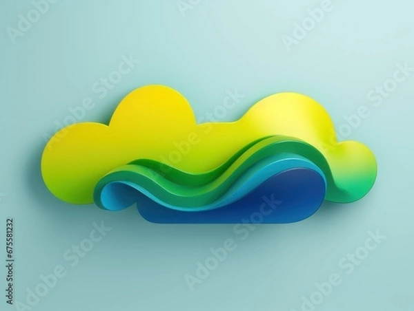 Fototapeta Abstract cloud. Colorful fantasy background.  White cloud on a blue background. 3D style imitation.
