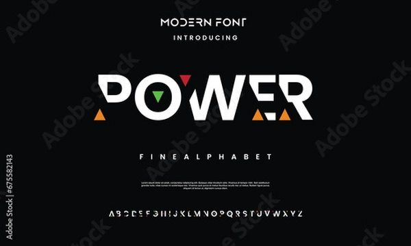 Fototapeta Modern minimal abstract alphabet fonts. Typography technology, electronic, movie, digital, music, future, logo creative font. vector illustration.