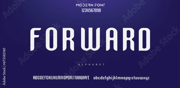 Fototapeta Modern minimal abstract alphabet fonts. Typography technology, electronic, movie, digital, music, future, logo creative font. vector illustration.