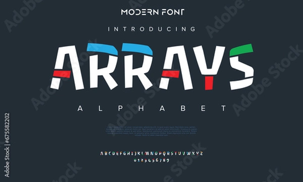 Fototapeta Modern abstract digital alphabet font. Minimal technology typography, Creative urban sport fashion futuristic font and with numbers. vector illustration. 