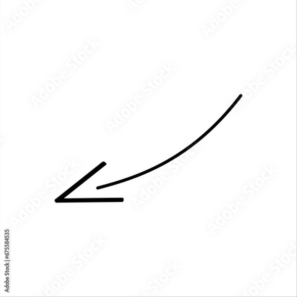 Fototapeta image of a black arrow curving downwards