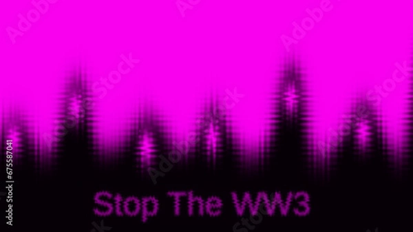 Fototapeta Stop the World War 3. From afar on the horizon against the background of a purple sky, a line of giant terrifying creatures is advancing, dark gloomy colors