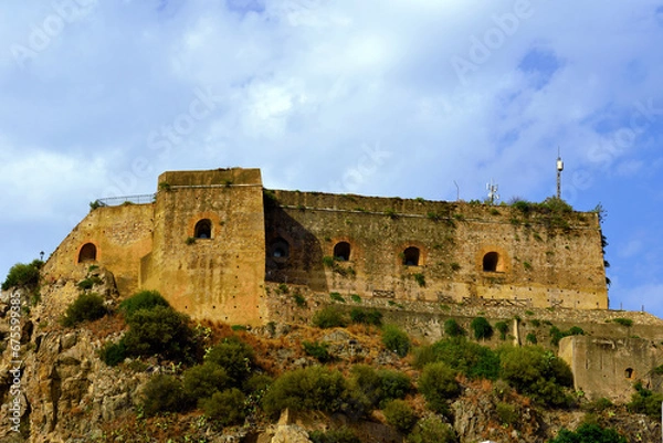 Fototapeta the ruffo castle it is an ancient fortification located on the Scillèo Promontory, jutting out onto the Strait of Messin Scilla Italy