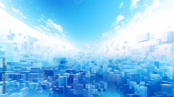 Fototapeta 青いピクセルのアブストラクト背景イラスト