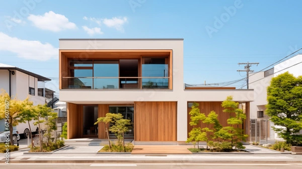 Obraz 海の近くにありそうな白い四角い家