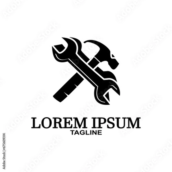 Fototapeta Mechanic logo template, with work tools concept.