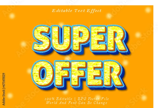 Fototapeta Super Offer Editable Text Effect 3D Emboss Cartoon Style