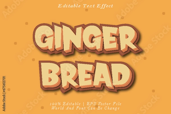 Fototapeta Ginger Bread Editable Text Effect 3D Emboss Cartoon Style