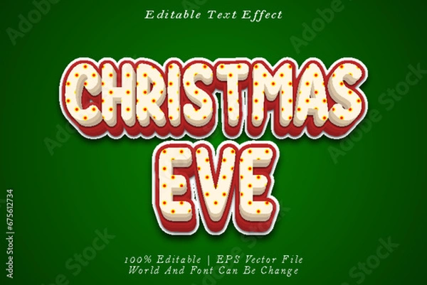 Fototapeta Christmas Eve Editable Text Effect 3D Emboss Cartoon Style