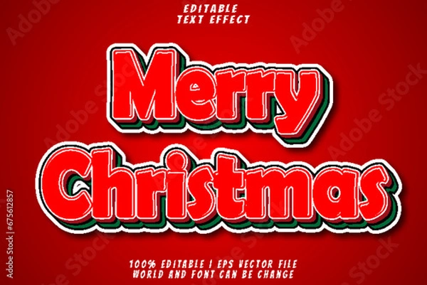 Fototapeta 12. Merry Christmas Editable Text Effect 3D Emboss Cartoon Style