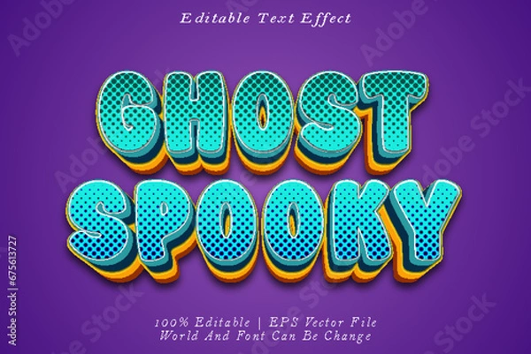 Fototapeta Ghost Spooky Editable Text Effect 3D Emboss Cartoon Style