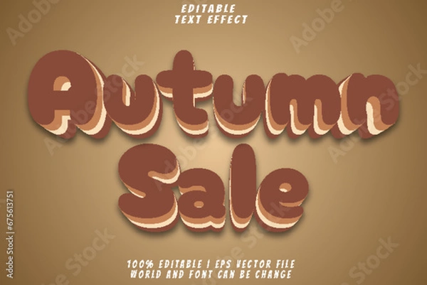 Fototapeta 20. Autumn Sale Editable Text Effect 3D Emboss Cartoon Style