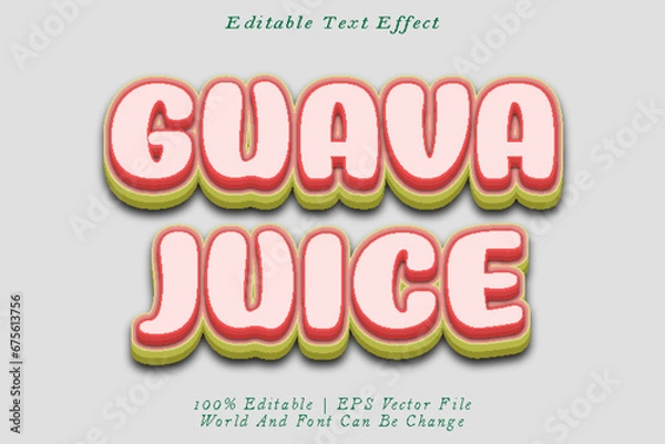 Obraz Guava Juice Editable Text Effect 3D Emboss Cartoon Style