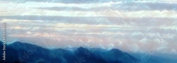 Obraz background illustration of white clouds in a blue sky with beautiful sunlight