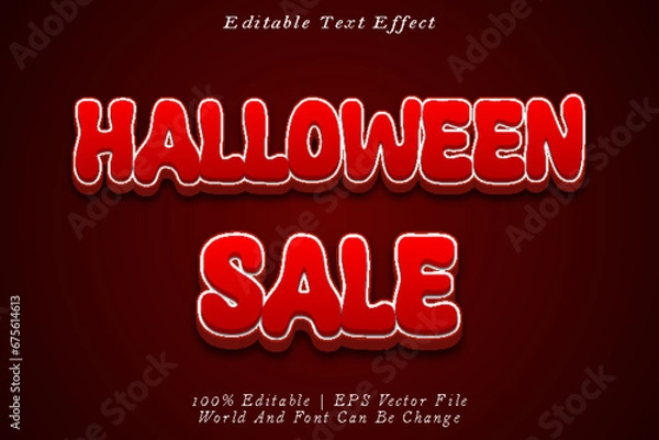 Obraz Halloween Sale Editable Text Effect 3D Emboss Cartoon Style