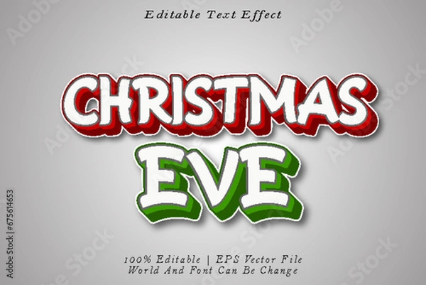 Obraz Christmas Eve Editable Text Effect 3D Emboss Cartoon Style
