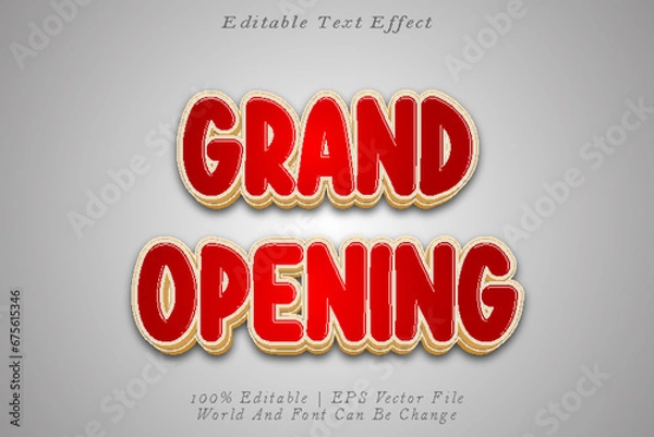 Fototapeta Grand Opening Editable Text Effect 3D Emboss Cartoon Style