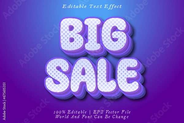 Obraz Big Sale Editable Text Effect 3D Emboss Cartoon Style