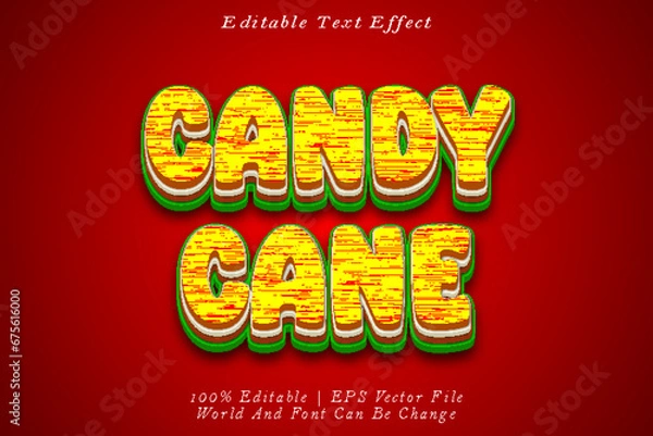 Obraz Candy Cane Editable Text Effect 3D Emboss Cartoon Style