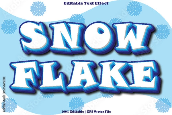 Fototapeta 82. Snow Flake Editable Text Effect 3D Emboss Cartoon Style