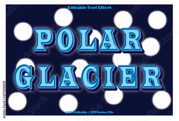 Fototapeta 76. Polar Glacier Editable Text Effect 3D Emboss Cartoon Style