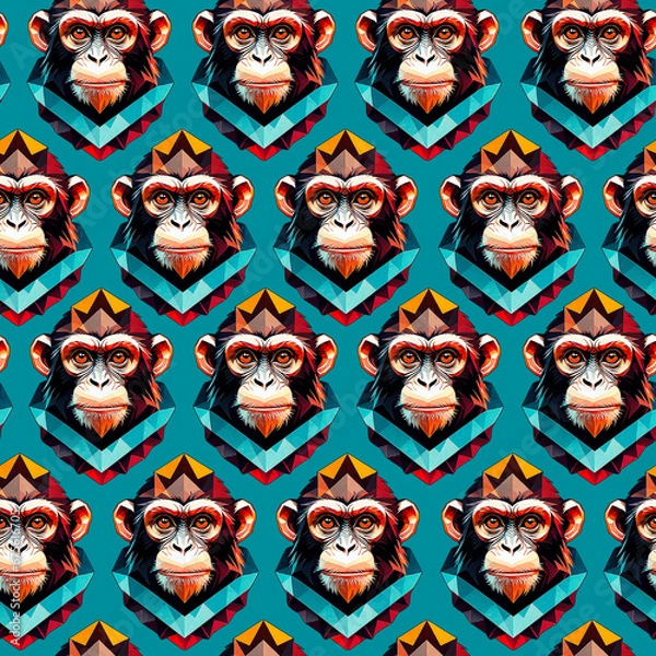 Fototapeta pattern, monkey king, on a turquoise background