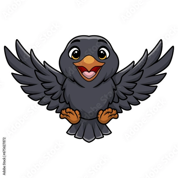 Obraz Cute crow cartoon on white background