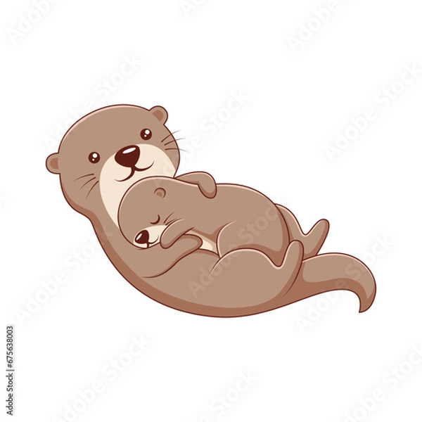 Fototapeta Cute Otter Character Design Illustration