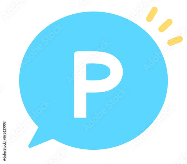 Obraz シンプルな水色のPマークと吹き出し
