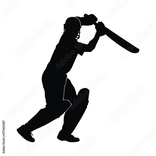 Fototapeta Silhouette of Cricket player. vector image of cricket player.