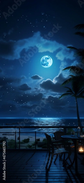 Obraz A relax seaside cafe at night