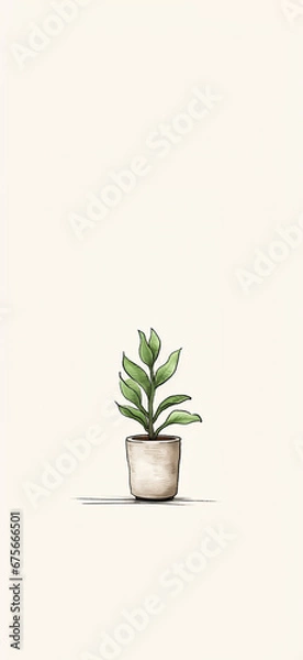 Obraz A small flower pot in minimalism design wallpaper
