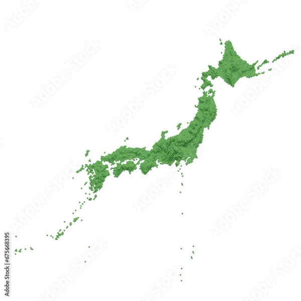 Obraz ハニカム構造状の日本地図　立体的