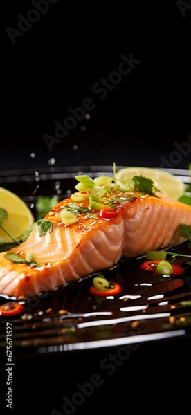 Obraz Delicious salmon fish on a plate