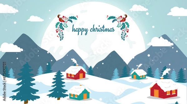 Fototapeta winter landscape with houses